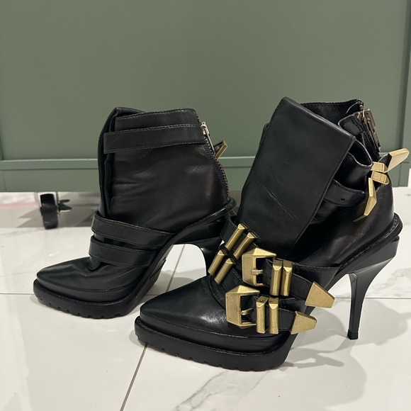 Alexander Wang Combat Stiletto Boot with Gold Buckles - Picture 2 of 5